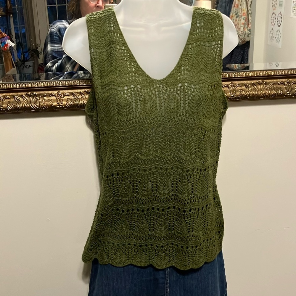 Olive Green Sleeveless Knit Top